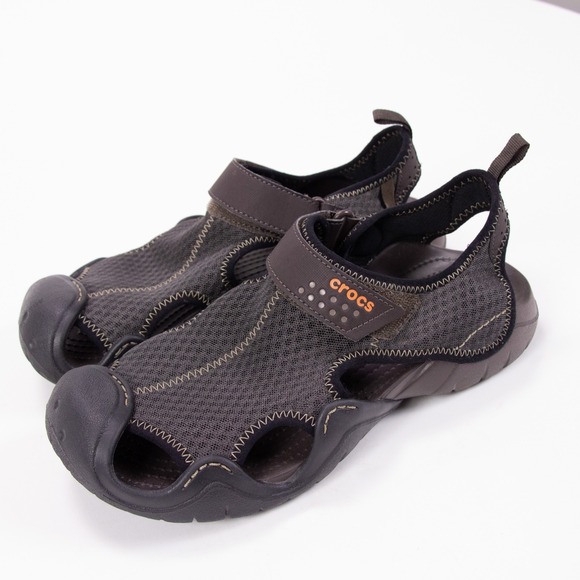 CROCS 15041 Men\'s Sz 8 Brown SwiftWater Mesh Fisherman Deck Sandals Water‎ Shoes main image 5